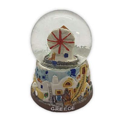 Greece - Windmill in Mykonos Snow Globe 10cm
