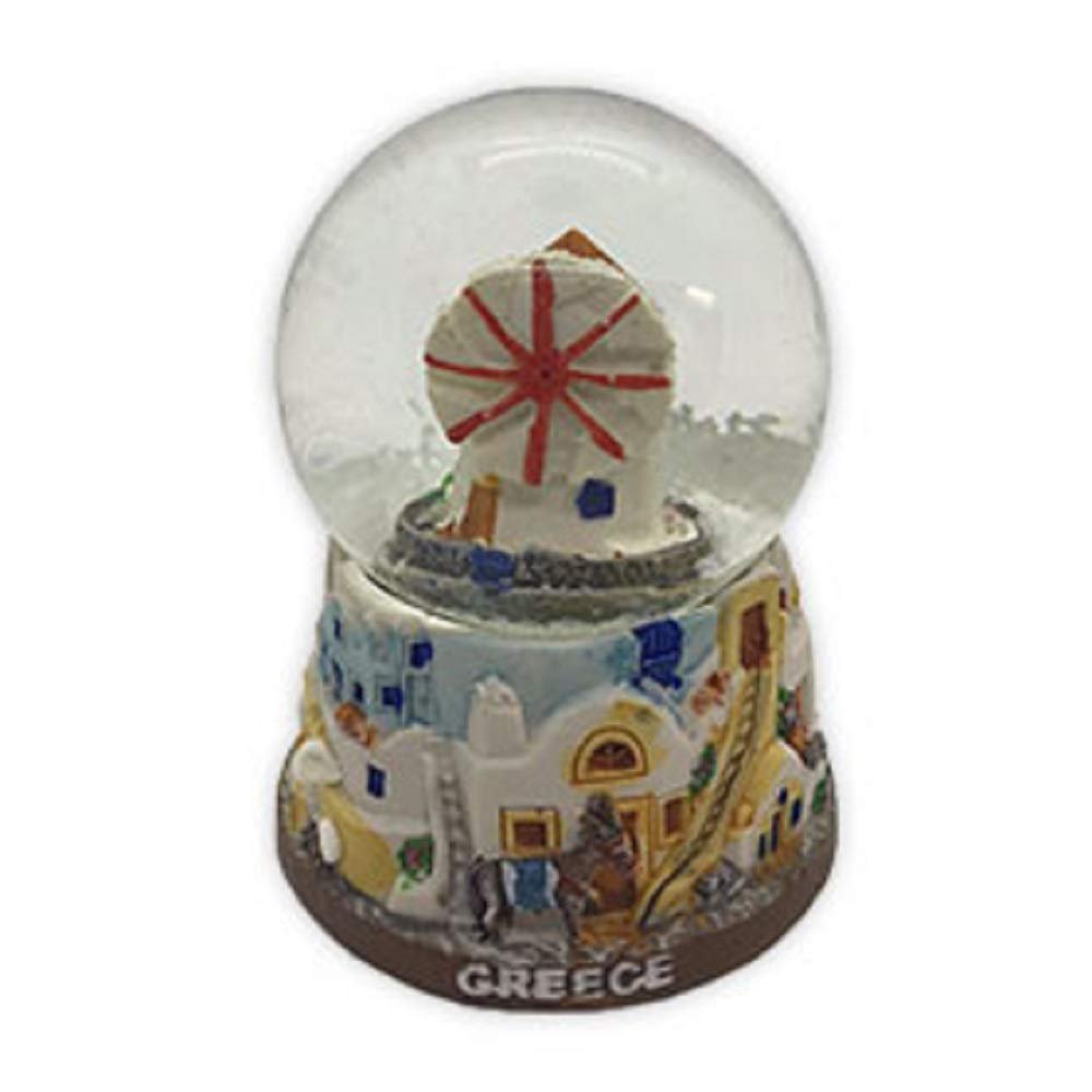 Greece - Windmill in Mykonos Snow Globe 10cm