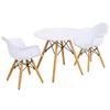 Costzon Mid-Century Modern Style Round Kids Table and 2 Armchairs, White, 23.5''x23.5''x20''(LxWxH) Table, 17''x16.5''x 22''(LxWxH) Chairs, Ages 3-12 view 1
