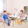 Costzon Mid-Century Modern Style Round Kids Table and 2 Armchairs, White, 23.5''x23.5''x20''(LxWxH) Table, 17''x16.5''x 22''(LxWxH) Chairs, Ages 3-12 view 4