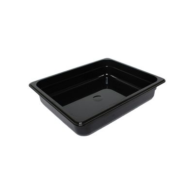 Restaurant Essentials Half size 2 1/2" deep polycarbonate food pan, black, comes in each