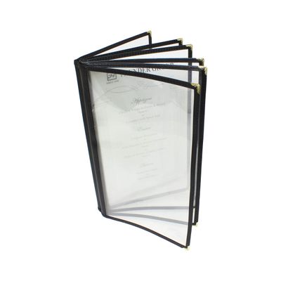 Restaurant Essentials 7.5" x 13.25" 6 page book fold menu cover, black, comes in each