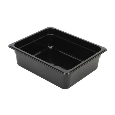 Restaurant Essentials Half size 4" deep polycarbonate food pan, black, comes in each