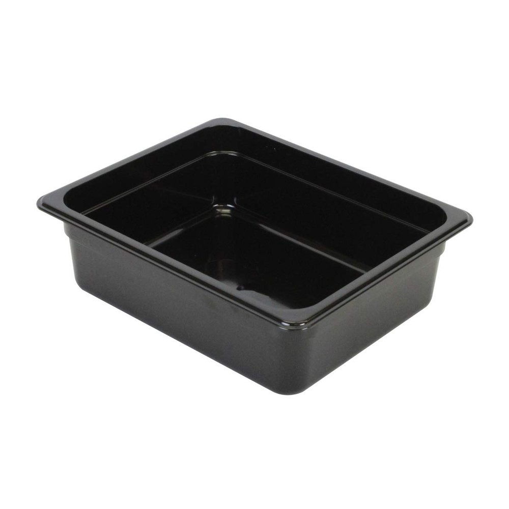 Restaurant Essentials Half size 4" deep polycarbonate food pan, black, comes in each