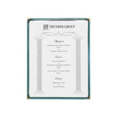 Restaurant Essentials 8.5" x 11" single menu cover, green, comes in each