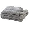 51x63 Knitted Pom Pom Velvet Chenille Throw Blanket Luxury Grey Chenille Blanket Plush Velvet Crochet Blanket Bed Sofa Couch Decor Family Friend Gift Throw view 1