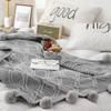 51x63 Knitted Pom Pom Velvet Chenille Throw Blanket Luxury Grey Chenille Blanket Plush Velvet Crochet Blanket Bed Sofa Couch Decor Family Friend Gift Throw view 3