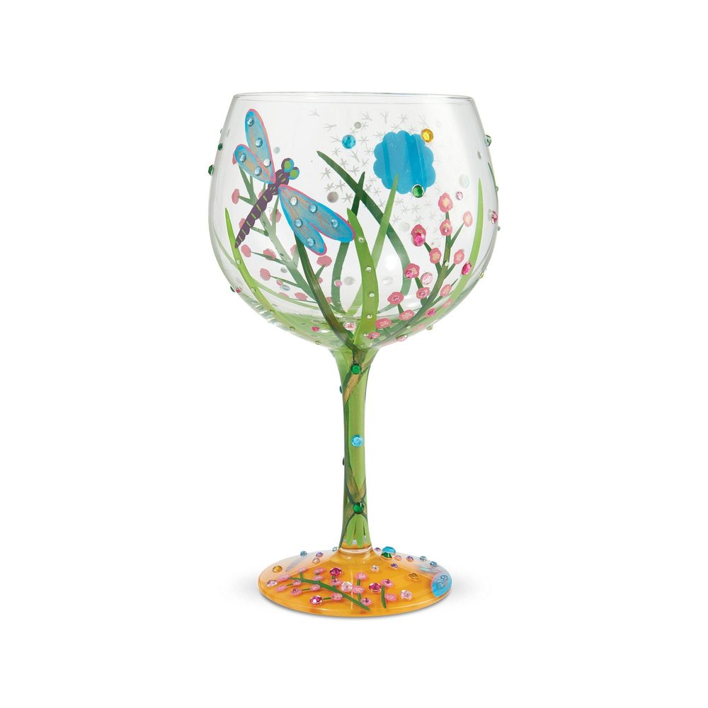 Enesco Designs by Lolita Dragonfly Copa de Balon Gin Cocktail Glass, 1 Count (Pack of 1), Multicolor