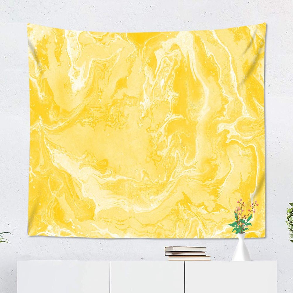 Suklly Tapestry Wall Hanging Polyester Handmade Marble Texture Yellow Colour Can Home Decor Living Room Bedroom Dorm 60 X 80 Inches Picnic Mat Beach Towel