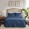Madison Park Quebec Split Corner Quilted Bedspread Classic Traditional Design All Season, Lightweight, Bedding Set, Matching Shams, King, Damask Quilted Navy 3 Piece view 1