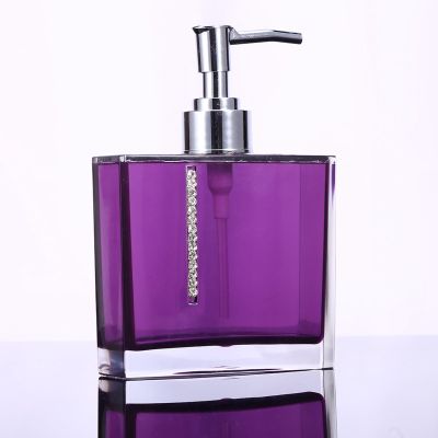 Bathroom Accessory Set, 5 PCs Acrylic Home Bathroom Designer with Bath Cup Bottle Toothbrush Holder Soap Dish for Home Hotel Train Travel, Dark Purple