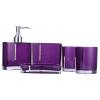 Bathroom Accessory Set, 5 PCs Acrylic Home Bathroom Designer with Bath Cup Bottle Toothbrush Holder Soap Dish for Home Hotel Train Travel, Dark Purple view 4