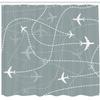 Ambesonne Airport Shower Curtain, Repetitive Pattern of Simple Airplane Traces Scheme in Monochromatic Design, Cloth Fabric Bathroom Decor Set with Hooks, 69" W x 70" L, Grey Teal White view 2