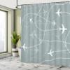 Ambesonne Airport Shower Curtain, Repetitive Pattern of Simple Airplane Traces Scheme in Monochromatic Design, Cloth Fabric Bathroom Decor Set with Hooks, 69" W x 70" L, Grey Teal White view 4