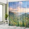 Ambesonne Appalachian Shower Curtain, Autumn Outdoor Scene Photo from Smoky Mountains National Park Tennessee, Cloth Fabric Bathroom Decor Set with Hooks, 69" W x 84" L, Ceil Blue Green view 3