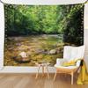 Ambesonne Appalachian Tapestry King Size, Oconaluftee River at Smoky Mountains National Park, Wall Hanging Bedspread Bed Cover Wall Decor, King Size, Lime Green Charcoal Grey view 1