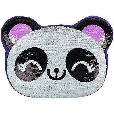 16 Reversible Sequin Pillow | Select your Favorite Colorful Design Llama, Narwhal, Panda, Penguin, Donut, Watermelon, Sloth, Alpaca & More | Playful Addition to Kids Bed or Playroom (Panda)