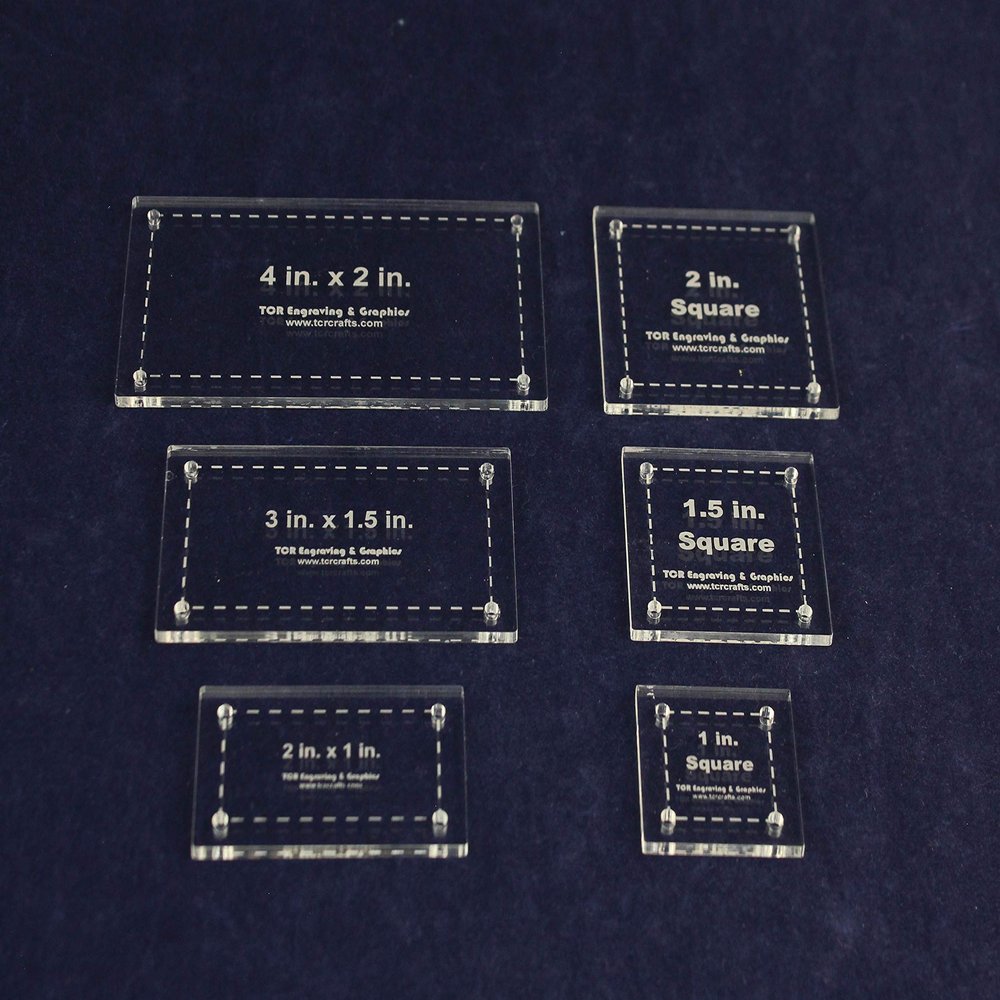 6 Piece Set Rectangles 3x1, 3x1.5, 4x2- Squares 1", 1.5", 2"
