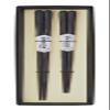 Alphax 905301 Chopsticks, Black, Chopsticks, 9.1 inches (23 cm), Chopsticks, 8.3 inches (21 cm), Carved Wooden Chopsticks, Striped Ebony Pair, Folding Box view 1