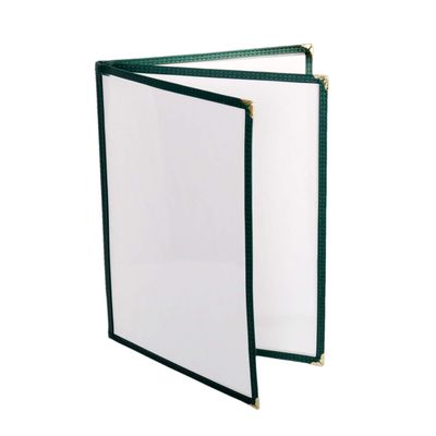 Restaurant Essentials 8.5" x 11" 3 page book fold menu cover, green, comes in each