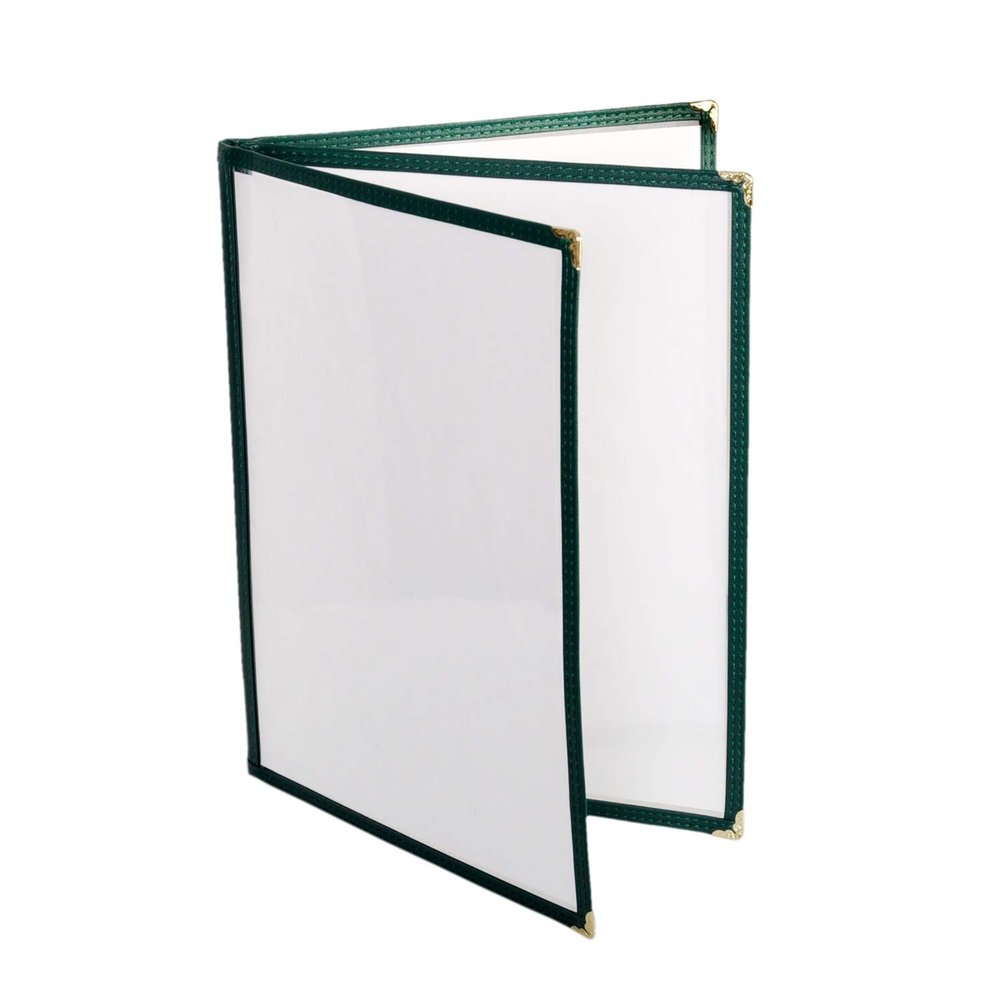 Restaurant Essentials 8.5" x 11" 3 page book fold menu cover, green, comes in each