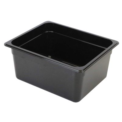 Restaurant Essentials Half size 6" deep polycarbonate food pan, black, comes in each