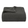 Vera Wang - King Blanket, Luxury Cotton Bedding, Super Soft Essentials with Waffle Weave Knit (Waffleweave Charcoal Grey, King) view 4