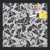 PinPix ArtToFrames 14x14 Custom Cork Bulletin Board Floral Black Leaf Poster Board Has a Fabric Style Canvas Finish, Framed in Satin Black (PinPix-180) view 1