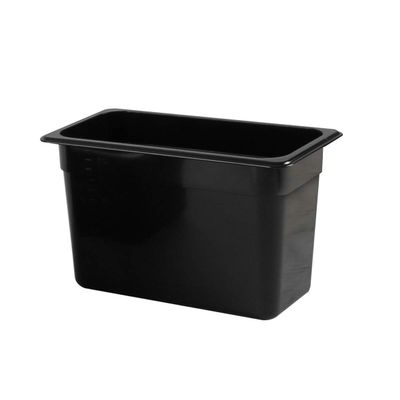 Restaurant Essentials Third size 8" deep polycarbonate food pan, black, comes in each