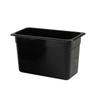 Restaurant Essentials Third size 8" deep polycarbonate food pan, black, comes in each view 1
