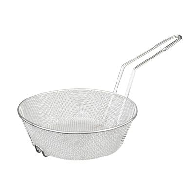 Restaurant Essentials 12" round nickel plated culinary basket, medium mesh, comes in each