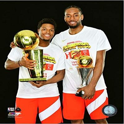 Kyle Lowry & Kawhi Leonard Toronto Raptors 2019 NBA & MVP Trophies Photo (Size: 8" x 10")