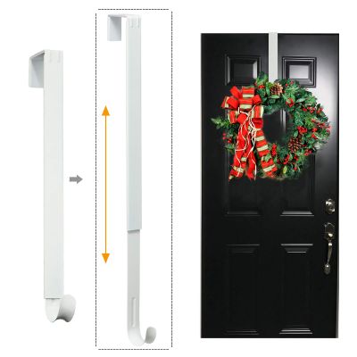 LBSUN Wreath Hanger, Adjustable Over the Door Wreath Hanger from 15 to 25 Inches & Wreath Holder & Wreath Door Hanger for Front Door Decor 20 lbs Larger Christmas Decorations Hook (White)