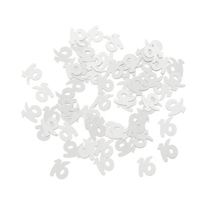 AMOSFUN 1200pcs Number 16 Sequins Confetti Plastic Confetti for 16th Birthday Party Anniversary Decoration(Silver)