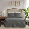 Madison Park Quebec Split Corner Quilted Bedspread Classic Traditional Design All Season, Lightweight, Bedding Set, Matching Shams, King, Damask Quilted Dark Grey 3 Piece view 1