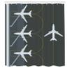 Ambesonne Airport Shower Curtain, Aviation Themed Simple Illustration of Parked Airplanes Landed in Airfield, Cloth Fabric Bathroom Decor Set with Hooks, 69" W x 70" L, White Dimgray Fawn view 2