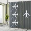 Ambesonne Airport Shower Curtain, Aviation Themed Simple Illustration of Parked Airplanes Landed in Airfield, Cloth Fabric Bathroom Decor Set with Hooks, 69" W x 70" L, White Dimgray Fawn view 4