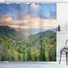 Ambesonne Appalachian Shower Curtain, Autumn Outdoor Scene Photo from Smoky Mountains National Park Tennessee, Cloth Fabric Bathroom Decor Set with Hooks, 69" W x 70" L, Ceil Blue Green view 1