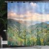 Ambesonne Appalachian Shower Curtain, Autumn Outdoor Scene Photo from Smoky Mountains National Park Tennessee, Cloth Fabric Bathroom Decor Set with Hooks, 69" W x 70" L, Ceil Blue Green view 3
