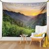 Ambesonne Appalachian Tapestry King Size, Sunset Panoramic Photo from Newfound Gap in The Smoky Mountains Print, Wall Hanging Bedspread Bed Cover Wall Decor, King Size, Yellow Green view 1