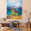 Ambesonne Ecuador Tapestry Twin Size, Galapagos Bartolome Island Pacific Ocean Latin America Scenery Volcanic Mountains, Wall Hanging Bedspread Bed Cover Wall Decor, 68" X 88", Aqua Sand view 1