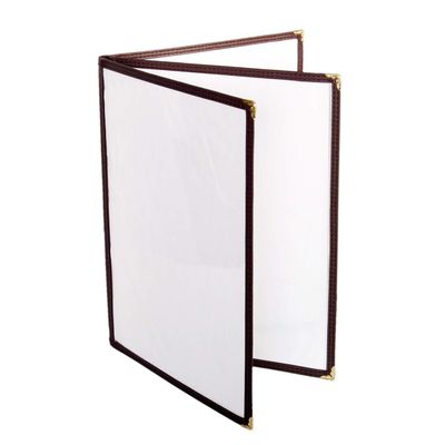 Restaurant Essentials 8.5" x 11" 3 page book fold menu cover, brown, comes in each