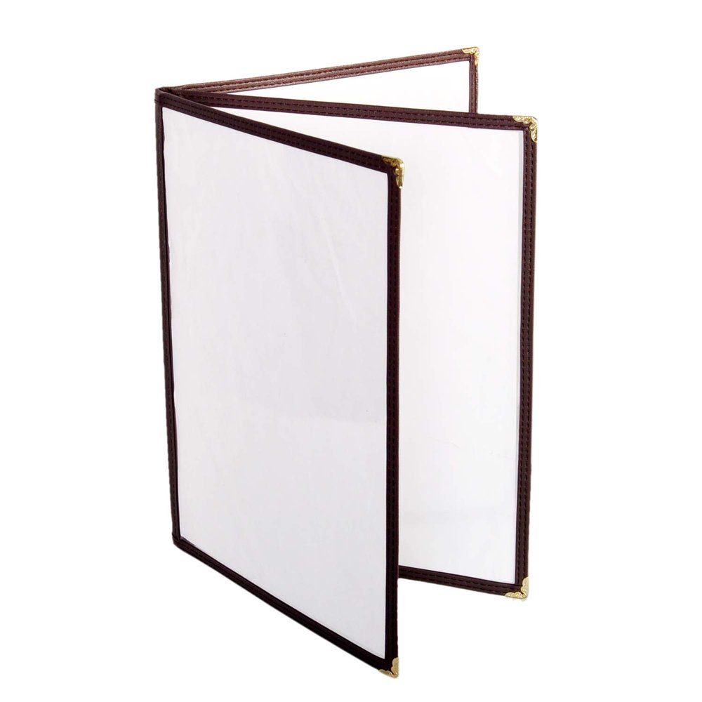Restaurant Essentials 8.5" x 11" 3 page book fold menu cover, brown, comes in each