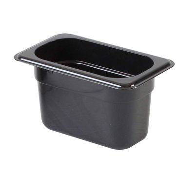 Restaurant Essentials Ninth size 4" deep polycarbonate food pan, black, comes in each
