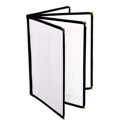 Restaurant Essentials 8.5" x 11" 4 page book fold menu cover, black, comes in each