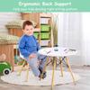 Costzon Kids Table and Chair Set, 5 PCS Mid-Century Modern Style Kids Desk Set w/Wood Legs, Iron Frame for Dining Drawing Playing & Strong Bearing Capacity, Toddler Table and Chairs (White) view 4