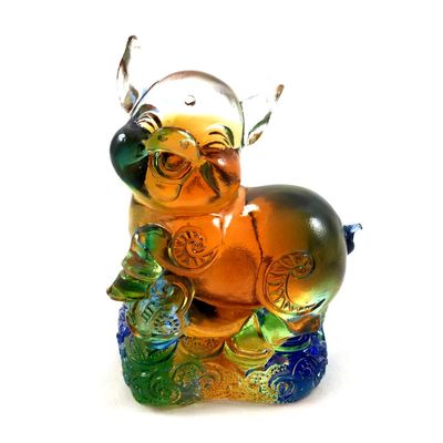 Amore Jewell Chinese Zodiac Collection - Pig, Colored Glaze Glass (Liuli Crystal Glass) ~ New