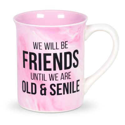Enesco Our Name is Mud Old and Senile Friendship Coffee Mug, 16 Ounce, Multicolor