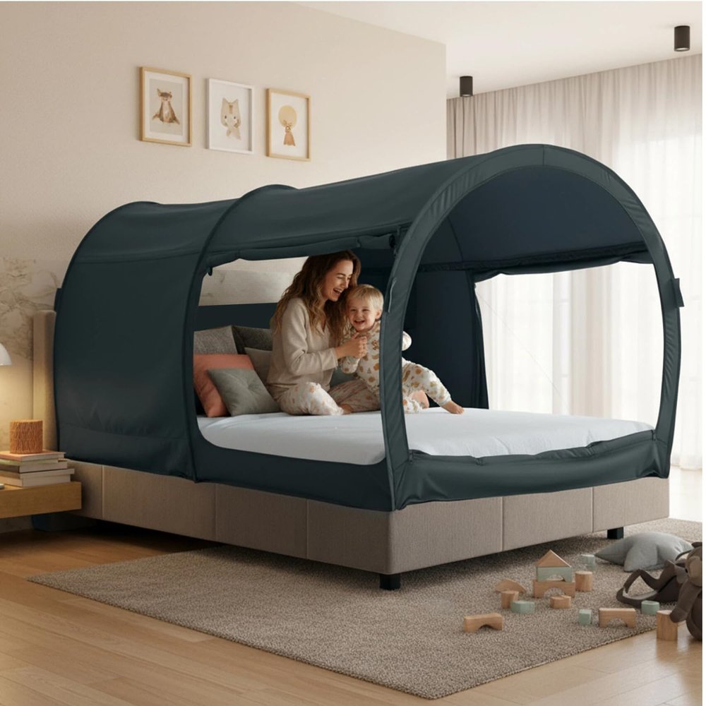 LEEDOR Bed Tent Dream Tents Bed Canopy Shelter Cabin Indoor Privacy Warm Breathable Pop Up Twin Size for Kids and Adult Patent Pending PitchBlack(Mattress Not Included) (LEEDOR2005)