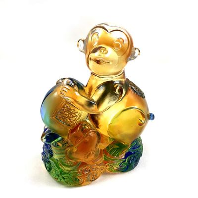 Amore Jewell Chinese Zodiac Collection - Monkey, Colored Glaze Glass (Liuli Crystal Glass) ~ New